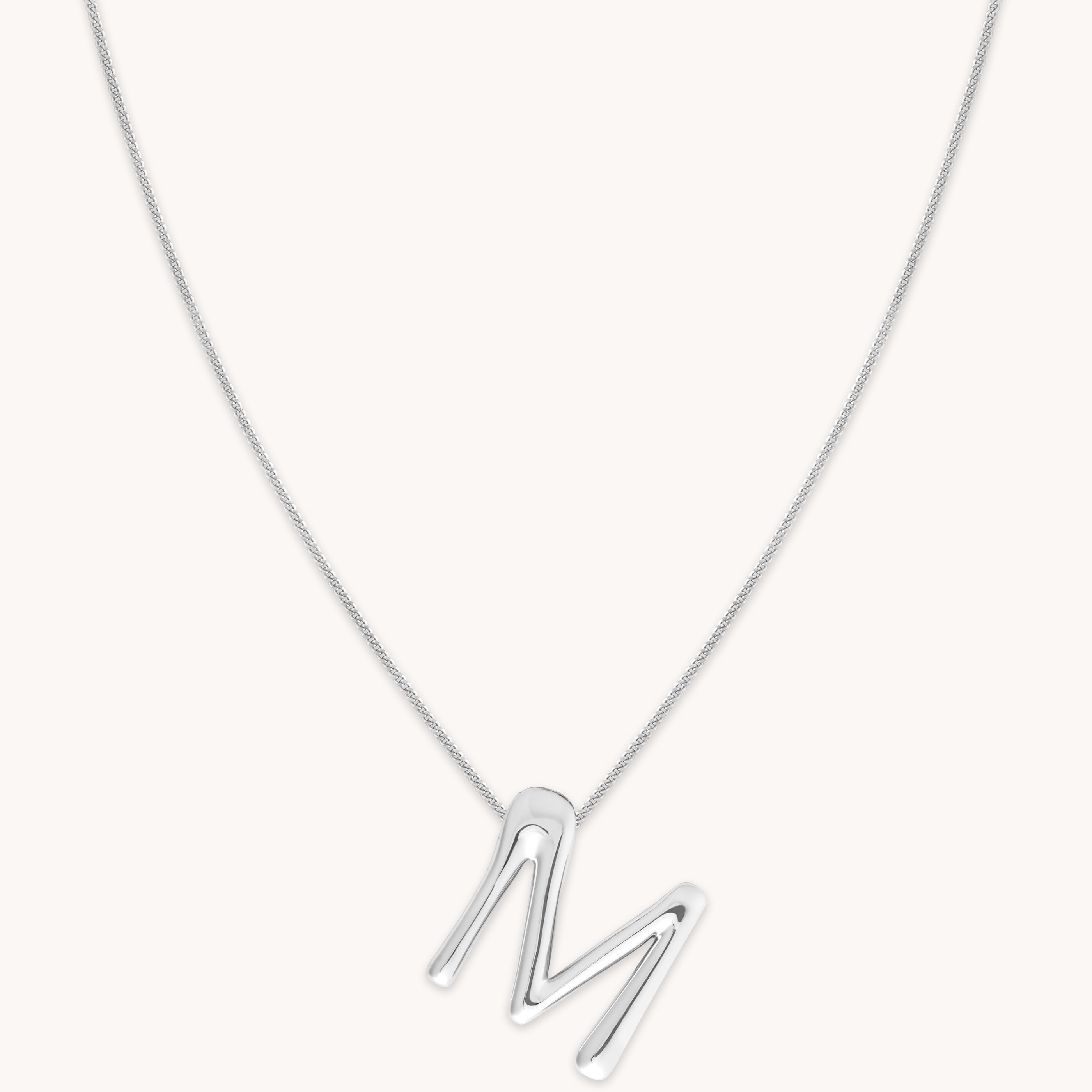 Buy Estele Valentine Gift - Rhodium Plated Initial M Letter Pendant for  Women Online